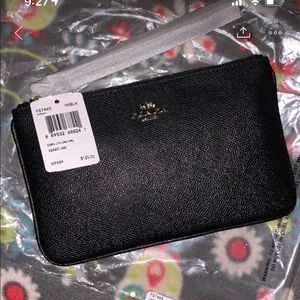 Coach large black wristlet